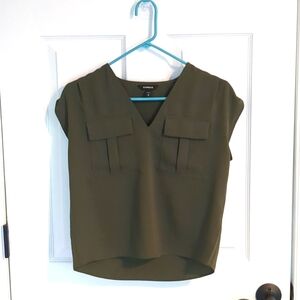 Express XS Olive Green Top - like new